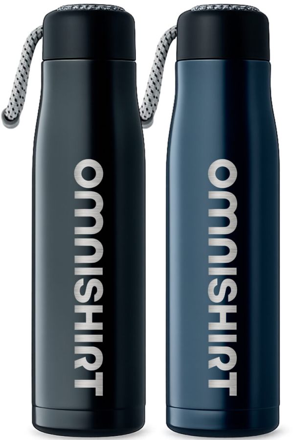 Gourde isotherme en acier inoxydable 500 ml avec dragonne - Gourde gravée personnalisée | Omnishirt