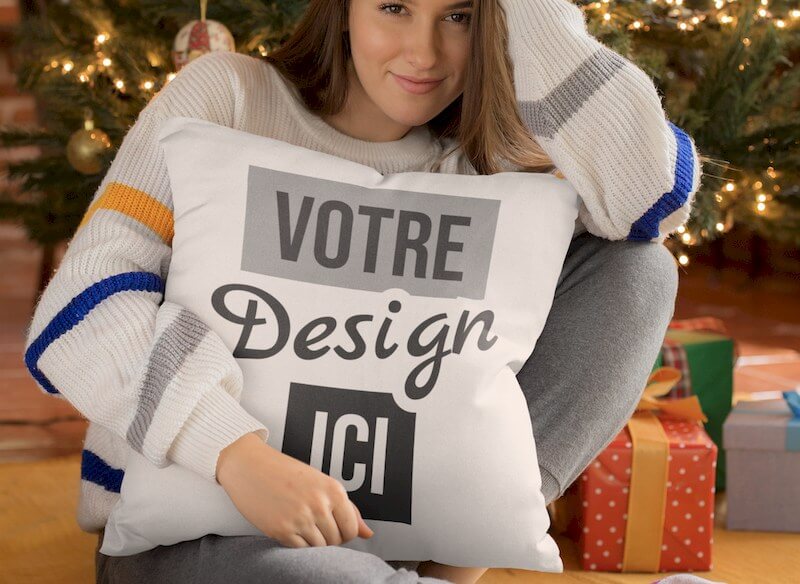Cadeau de Noël pour maman - Imprimer un coussin en forme de cœur