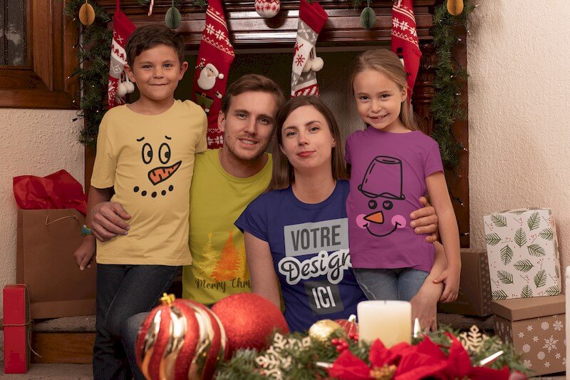 T-shirts famille imprimés avec un motif de Noël