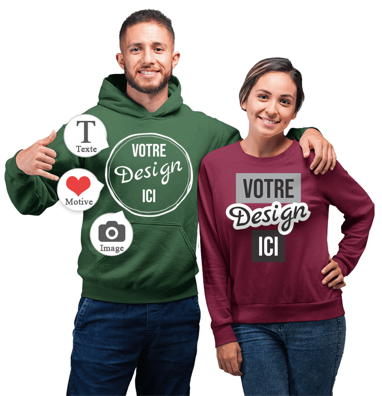 Sweat et pull personnalisé - Couple en pull personnalisé avec leur propre dessin