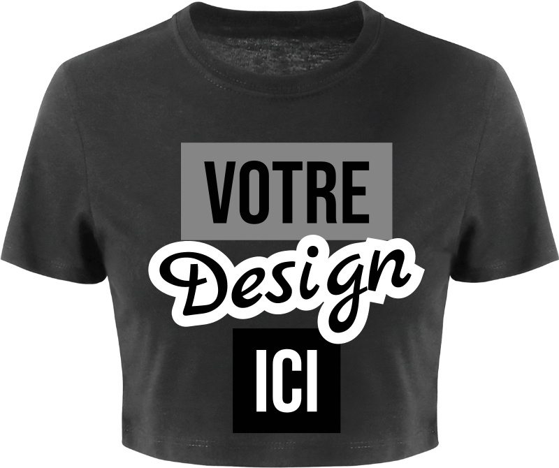 Femmes Tri-Blend Cropped T-Shirt personnalisé - Noir - M
