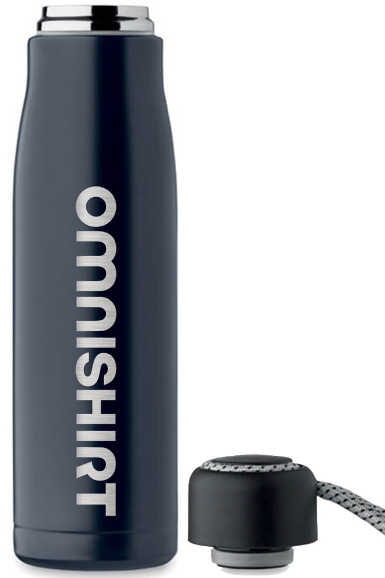 Dubbelwandige RVS drinkfles 500 ml met draaglus - Drinkfles graveren | Omnishirt