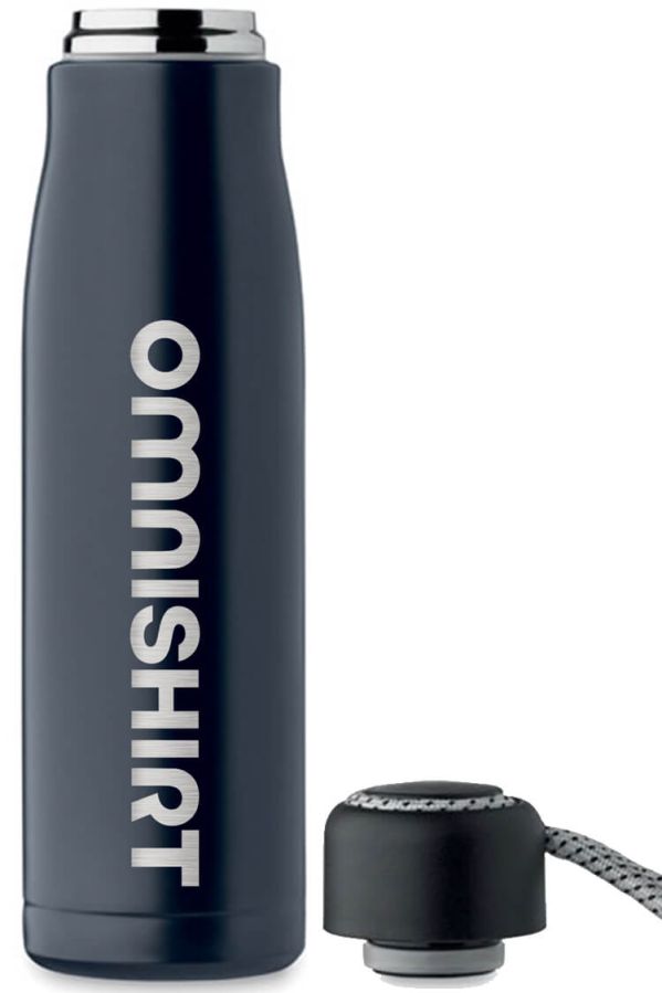 Dubbelwandige RVS drinkfles 500 ml met draaglus - Drinkfles graveren | Omnishirt