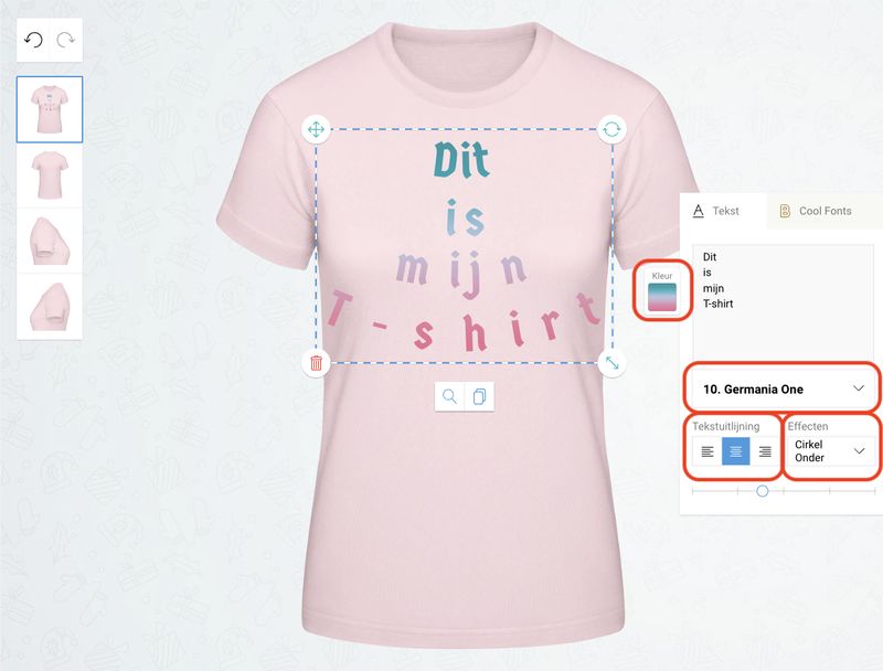 T-shirt zelf ontwerpen - Effecten gebruiken