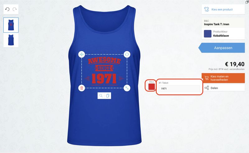 T-shirt zelf ontwerpen - Illustratie aanpassen
