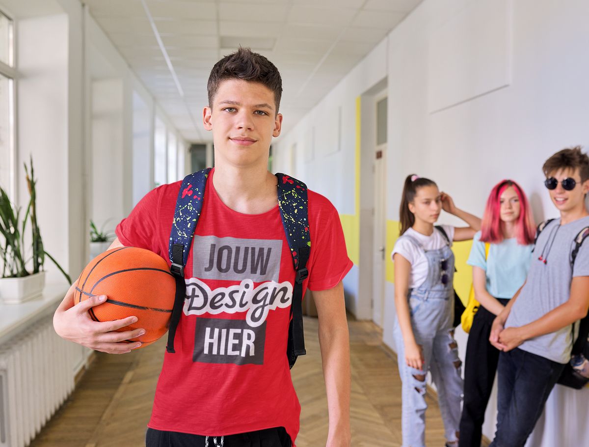 Schoolshirt bedrukken met schoollogo en naam